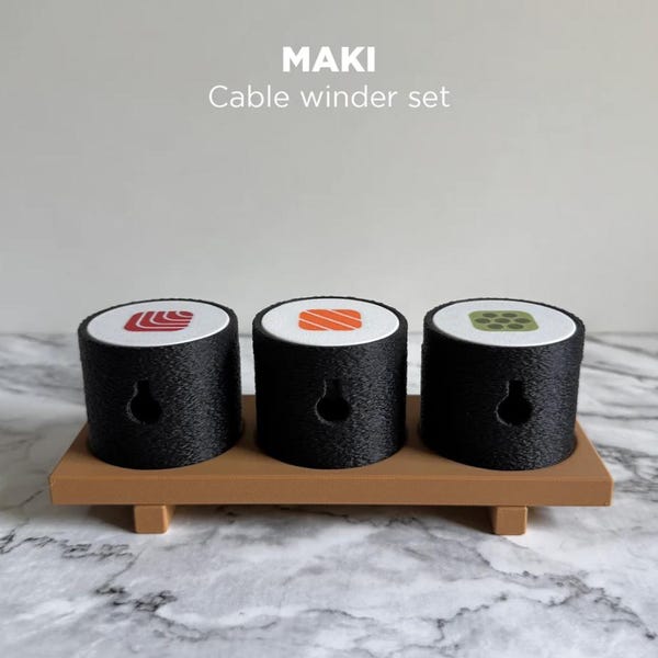 Organizador de cables USB con temática Maki: gestión de cables inspirada en el sushi