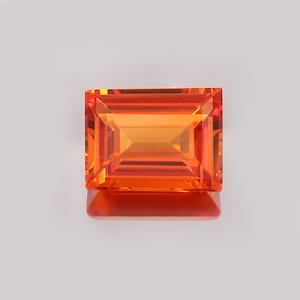 Orange Sapphire 13.5x10.5mm Baguette Cut : 9.55 Carats Loose Gemstone For Setting .