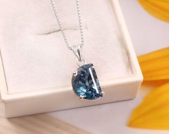 Ceylon Blue Spinel Pendant: 925 Sterling Silver, Pendant, Fancy Cut Gemstone