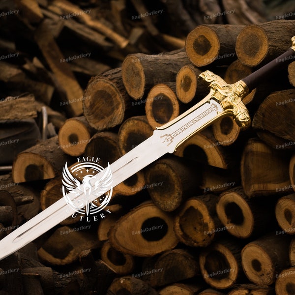 Atlantean Sword of Conan the Barbarian Golden Edition, Custom Engraved Swords, bastard sword, Handmade Sword, fantasy swords, gifts for him