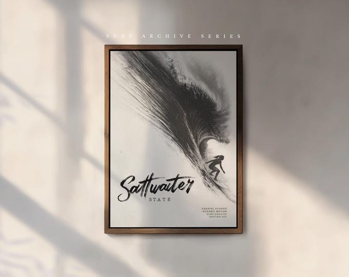 Surf Poster | Coastal Wave Print | Minimal Ocean Wall Art – Saltwater State