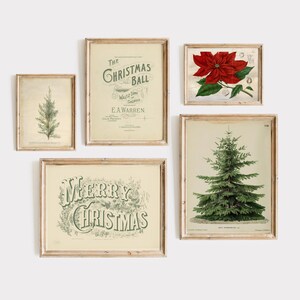 Set di poster natalizi vintage: stampa murale natalizia antica per un accogliente arredamento invernale, un regalo perfetto o per aggiungere un tocco nostalgico alla tua casa.