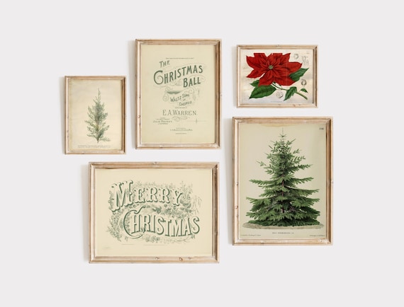 Vintage Christmas Poster Set, Curated and Printed by the Poet and The Piper