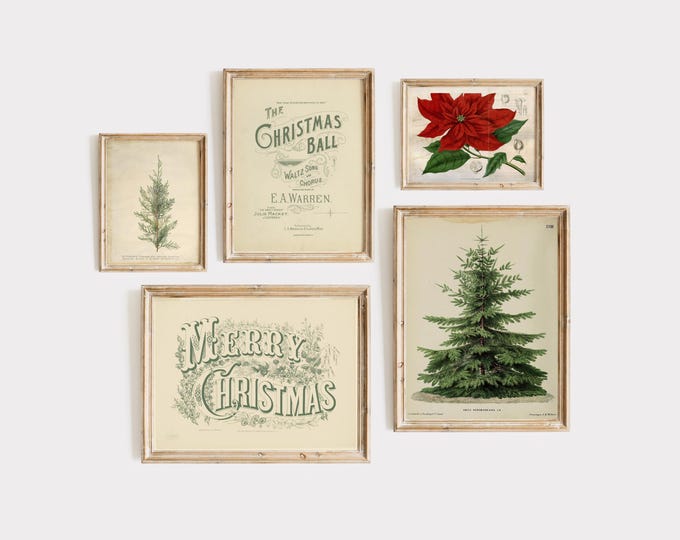 Vintage Christmas Poster Set, Curated and Printed by the Poet and The Piper