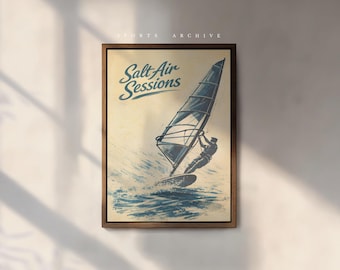 Windsurfing Poster | Coastal Wave Print | Vintage Ocean Wall Art – Salt Air Sessions
