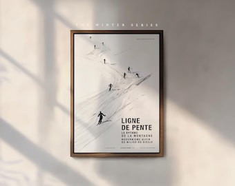 Minimalist Ski Poster | Vintage Style Alpine Modernist Winter Art | Winter Series Print 004