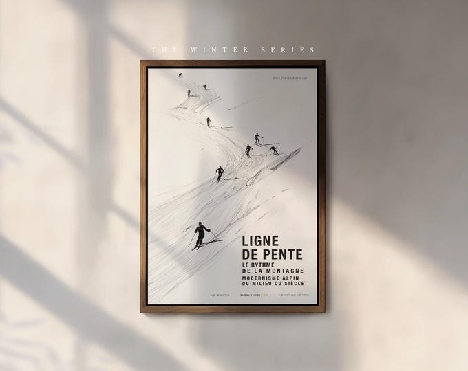 Minimalist Ski Poster | Vintage Style Alpine Modernist Winter Art | Winter Series Print 004