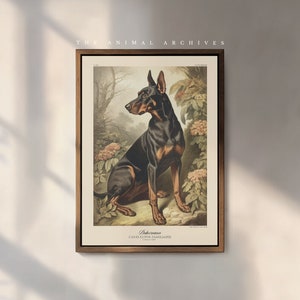 Vintage Dobermann Art Print: Victorian Style Dog Portrait