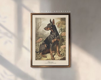 Vintage Dobermann Art Print: Victorian Style Dog Portrait