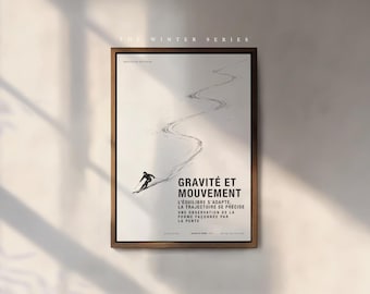 Gravity and Motion – Vintage Alpine Ski Poster | Minimalist Mountain Art | Winter Series Print 006