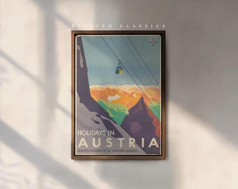 Vintage Austria Ski Poster, reprint.