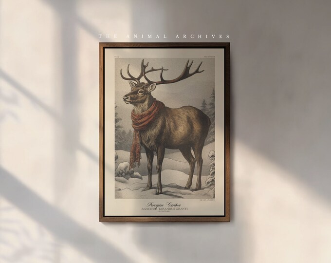 The Porcupine Caribou, A Christmas Art Print, by the Poet and The Piper