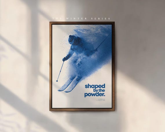 Modern Ski Art Print – Backcountry Skier in Deep Powder,  Winter Series Print 007