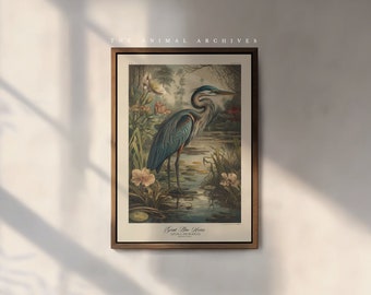 The Great Blue Heron Art Print, by the Poet and The Piper