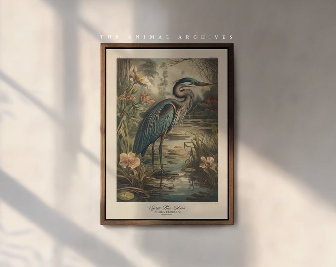 The Great Blue Heron Art Print, by the Poet and The Piper