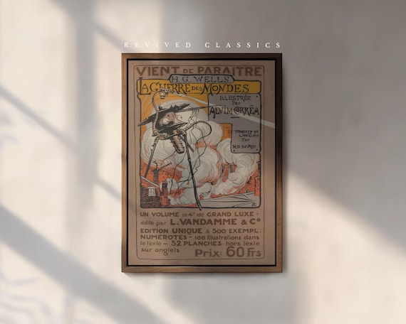 La Guerre des Mondes Vintage Book Cover, reprint.