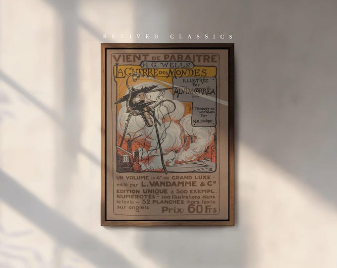 La Guerre des Mondes Vintage Book Cover, reprint.