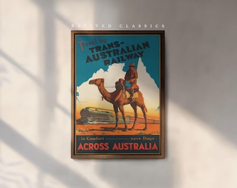 Vintage Trans-Australian Railway Poster, reprint
