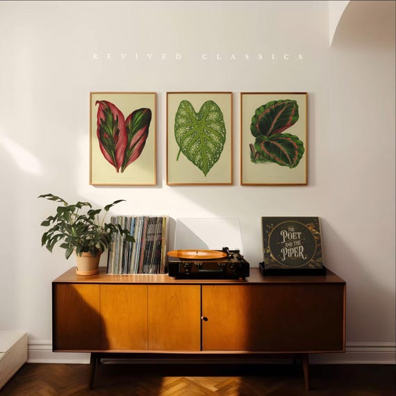 Set of 3 Botanical Leaf Prints, reprint