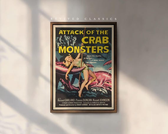 Vintage Attack of the Crab Monsters Movie Poster, reprint.