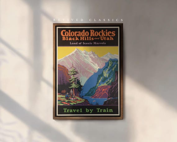 Vintage Colorado Rockies Travel Park Poster, reprint.