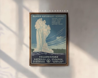 Vintage Yellowstone National Park Poster, reprint.