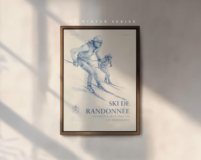 Mountain Ski Touring – Vintage Winter Poster | Alpine Travel Art | Winter Series Print 001