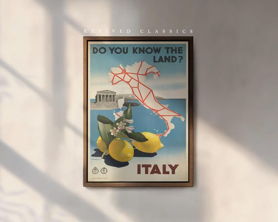 Vintage Italy Travel Poster, reprint.