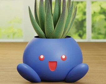 Cute Oddish Pokemon Plant Flower Succulent Pot Vase Planter Colour 3D Printed - 2 Designs 5cm or 10cm in Height - Unpainted or Painted