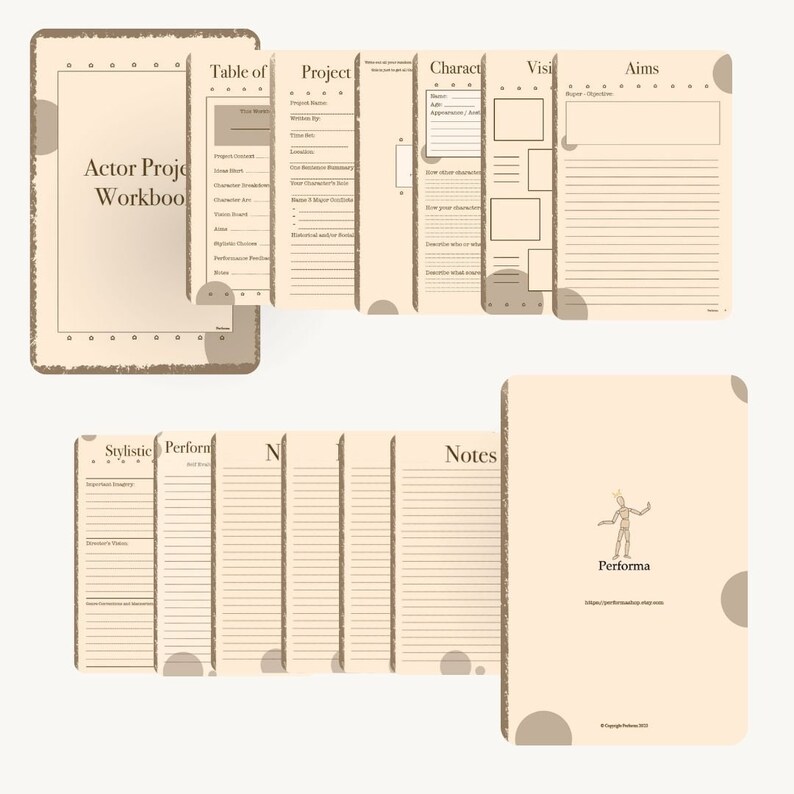 Printable Digital Actor Project Planner Workbook Gifts for Actors Study ...