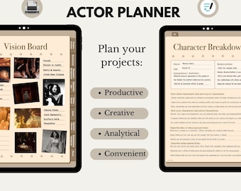 Printable Digital Actor Project Planner| WorkBook | Gifts for Actors| Study Guide| Productivity| Acting journal| Goodnotes| Acting Student