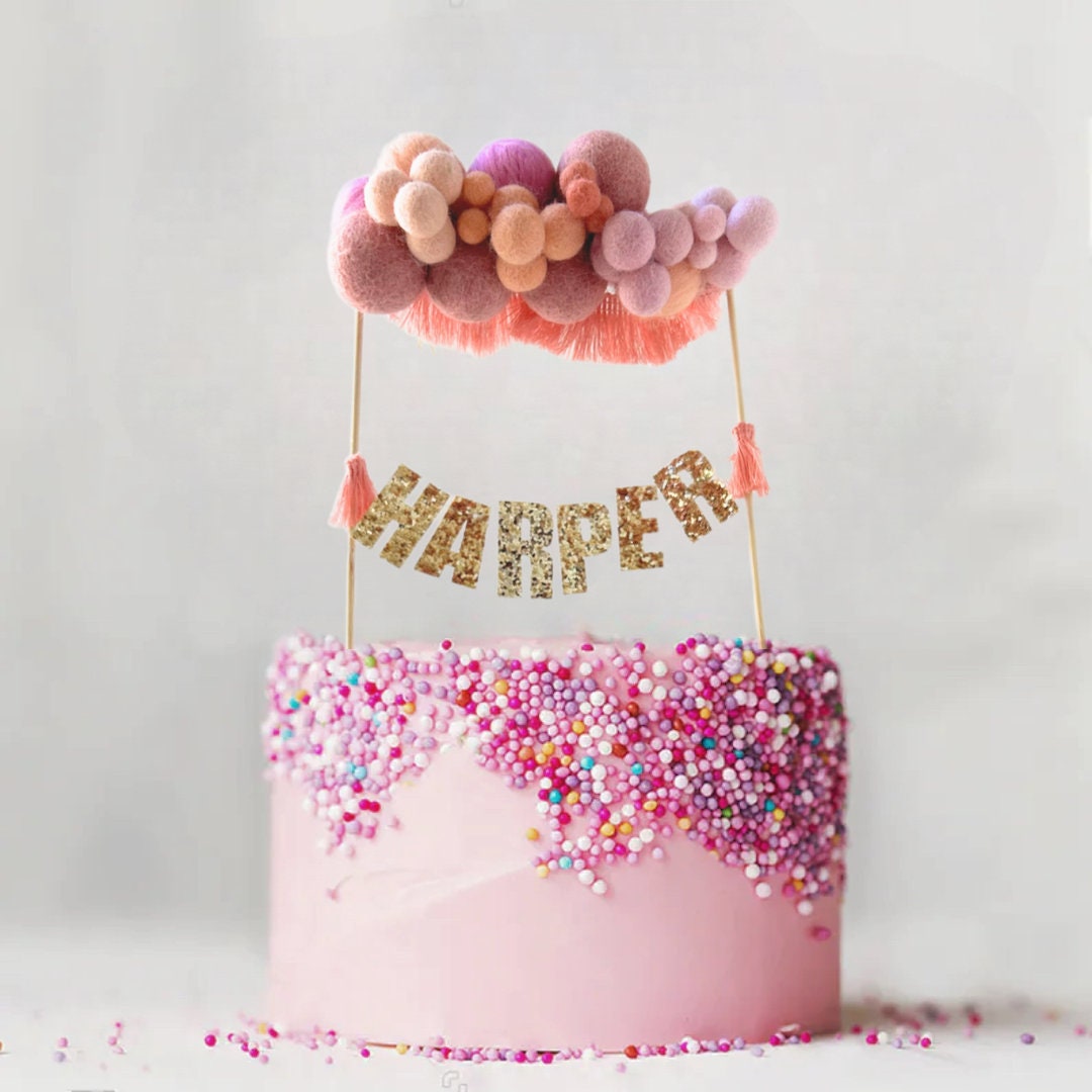 Custom Birthday Cake Topper - Customized - Glitter Cardstock - Smash Cake Topper. Birthday Party. vintage Decorations.