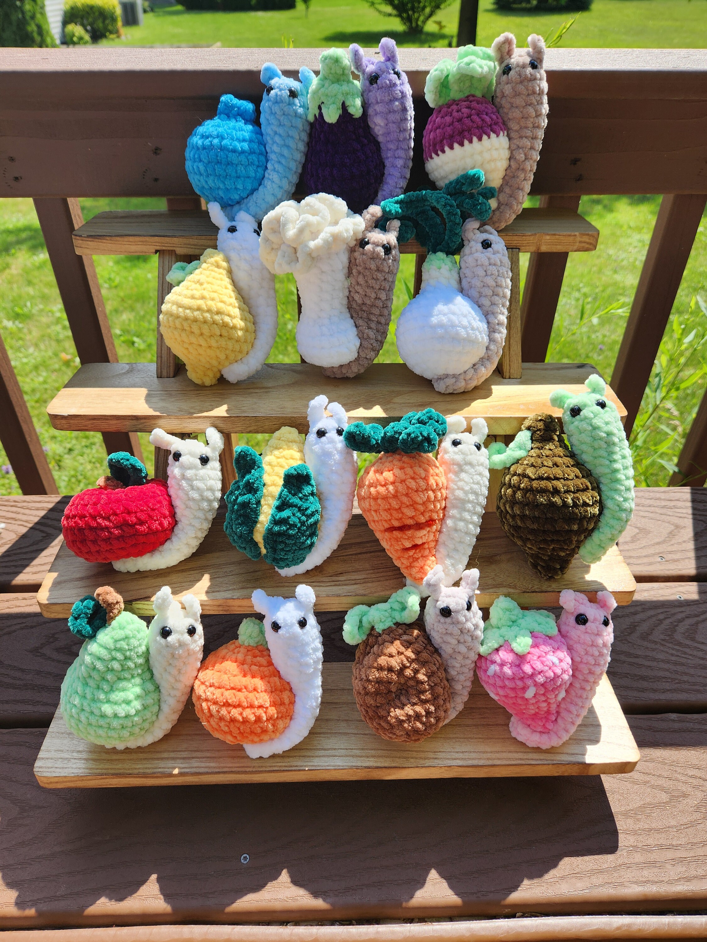 Amigurumi Crochet Veggie Snail Plushies, Vegetable Snail Stuffies, Gift ...