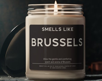 Bougie cadeau Bruxelles Belgique odeurs drôles comme Bruxelles Belgique souvenir Bougie végétalienne parfumée à la cire de soja 9 oz Bougie cadeau pour ami