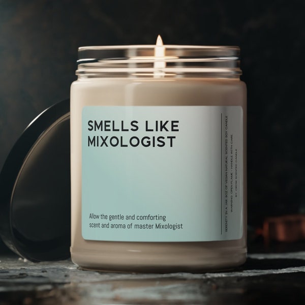 Smells Like Mixologist Candle Gift Funny Smells Like Mixologist Scented Soy Wax Candle 9oz Candle Gift For Mixologist Friend