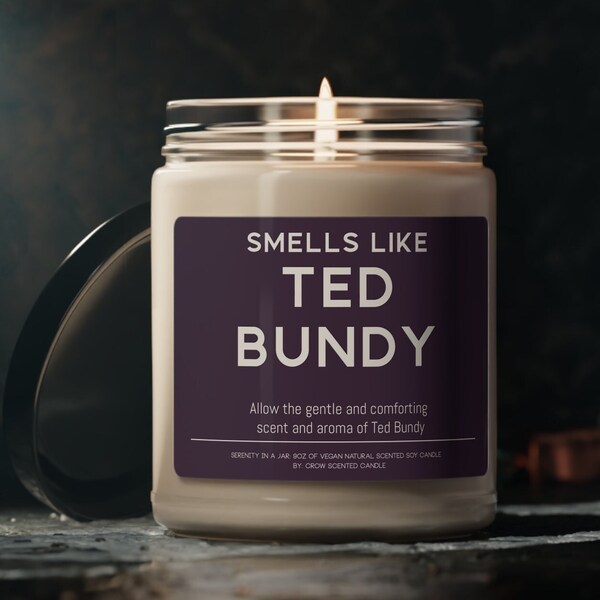 Ted Bundy Candle Gift Smells Like Ted Bundy Scented Soy Wax Candle 9oz Serial Killer Candle Merch Theodore Robert Bundy