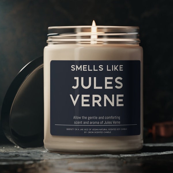 Jules Verne Candle Author Novelist Smells Like Jules Verne Scented Soy Wax Candle 9oz Candle Gift For Jules Verne