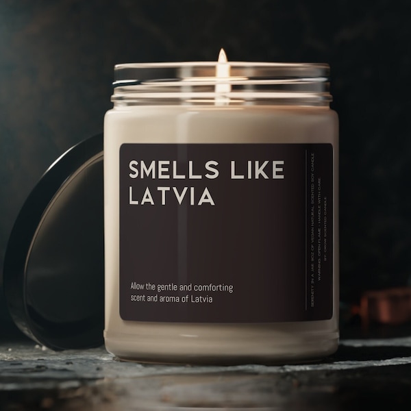 Latvia Candle Gift Funny Smells Like Latvia Scented Soy Wax Candle 9oz Candle Gift For Friend