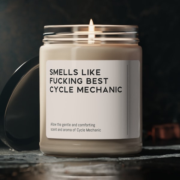 Bicycle mechanic Candle Cycle mechanic Gift Funny Smells Like Best Scented Soy Wax Vegan Candle 9oz Candle Gift For Friend