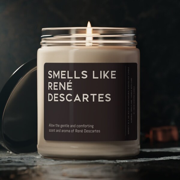 Rene Descartes Candle Gift Funny Smells Like René Descartes Scented Soy Wax Candle 9oz Candle Gift For Friend