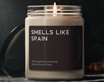 Smells Like Spain Candle Gift Funny Smells Like Spain Scented Soy Wax Candle 9oz Candle Gift For Friend