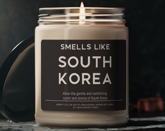 South Korea Candle Gift Funny Smells Like South Korea Scented Soy Wax Candle 9oz Candle Gift For Friend