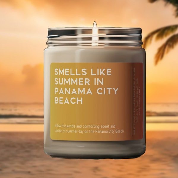 Smells Like Panama City Beach Candle Gift Funny Smells Like Summer in Panama Beach Souvenir Scented Soy Wax Candle 9oz Candle Gift For