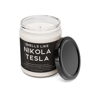 Nikola Tesla Candle Smells Like Nikola Tesla Scented Soy Wax Candle 9oz Candle Gift For Inventor Tesla Coil image 4