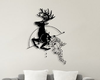 Deer Metal Painting, Metal Deer Wall Decor, Deer Wall Art, Map Home Decoration, Modern Wall Decor, Large Animal Wall Art, Him Gift, Her Gift