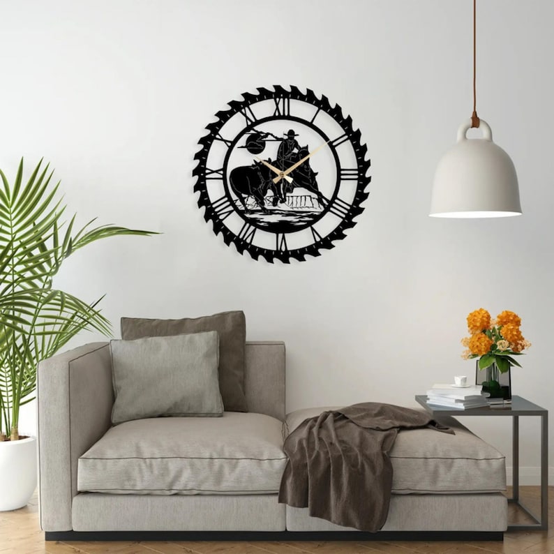 Cowboy Horse Metal Wall Clock: Rustic Home Art - Etsy