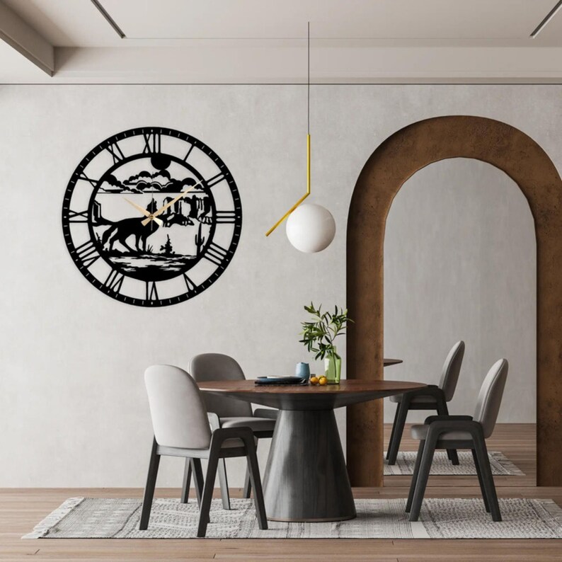 Number Less Clock Pattern Wolf Metal Wall Clock: Numberless Fireplace Decoration - Etsy