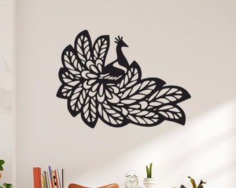 Metal Peacock Wall Art: 3D Shadow Effect, Ready to Hang