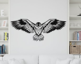 Metal Bird Wall Art: Geometric Steel Flying Hawk Decor