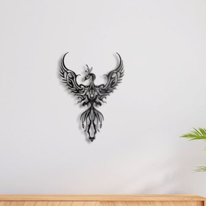 Phoenix Metal Wall Decoration, Phoenix Black Wall Painting, Phoenix Wall Art, Large Animal Painting, Gift for Women, Fireplace Wall Decor